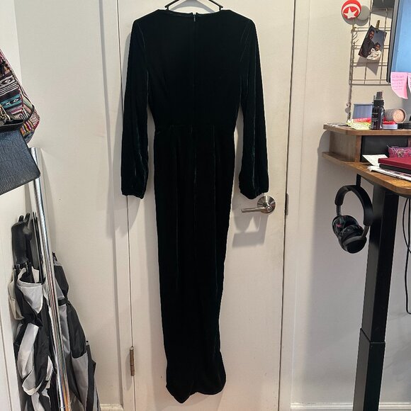 NEW Sugar Free Velvet Maxi Dress - Hunter Green - Picture 2 of 5